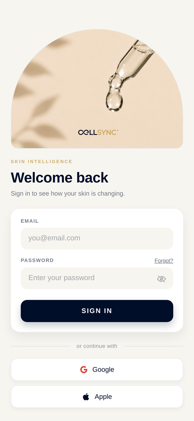 Sign in to the CellSync app